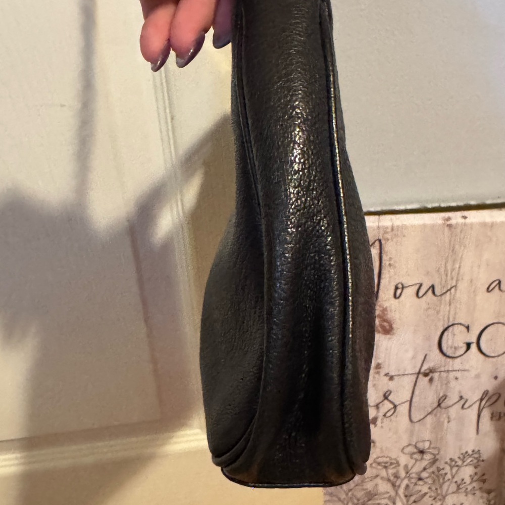 Michael Kors Black Leather Clutch w/ Shoulder Strap & Gold Details - Picture 3 of 7